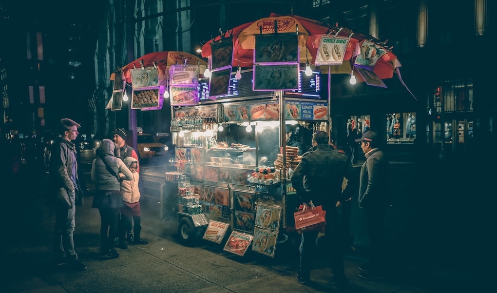 New York Street Vendor at Night